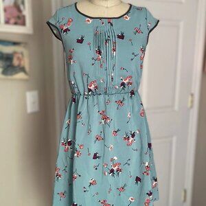 XHILIRATION Turquoise SAKURA floral SILKY Smocked MINI Summer Sun Dress *XSMALL*